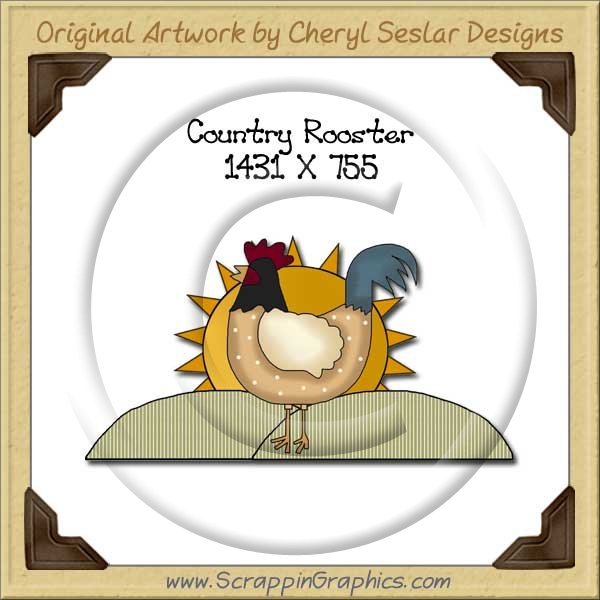 Country Rooster Single Graphics Clip Art Download - Click Image to Close