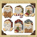 Folksy Santa Collection Graphics Clip Art Download