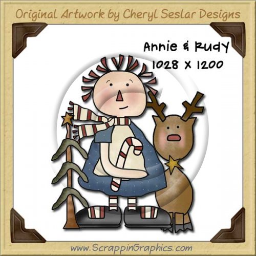 Annie & Rudy Reindeer Single Graphics Clip Art Download