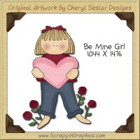 Be Mine Girl Single Clip Art Graphic Download