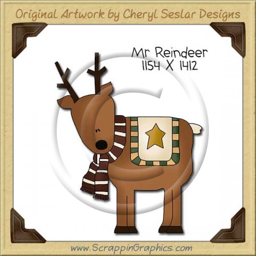 Mr Reindeer Single Clip Art Graphic Download