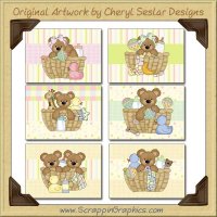 Baby Bear Baskets Cards Collection Printable Craft Download