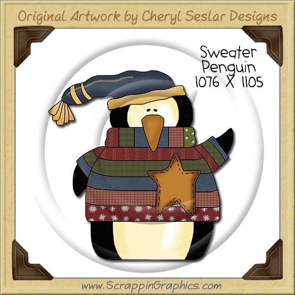Sweater Penguin Single Clip Art Graphic Download - Click Image to Close