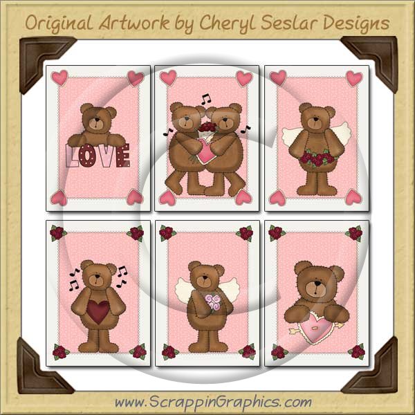 Valentine Bears Greeting Cards Sampler Printable Download - Click Image to Close