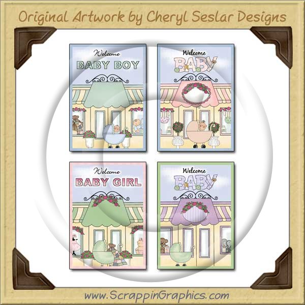 Welcome Baby Cards Sampler Collection Printable Craft Download - Click Image to Close