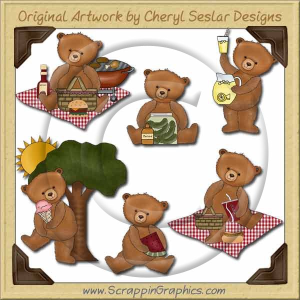 Picnic With Teddy Collection Graphics Clip Art Download - Click Image to Close