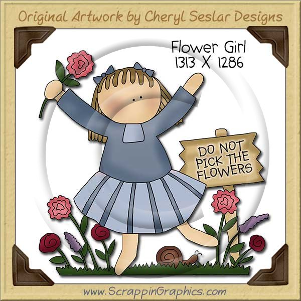 Flower Girl Single Clip Art Graphic Download - Click Image to Close