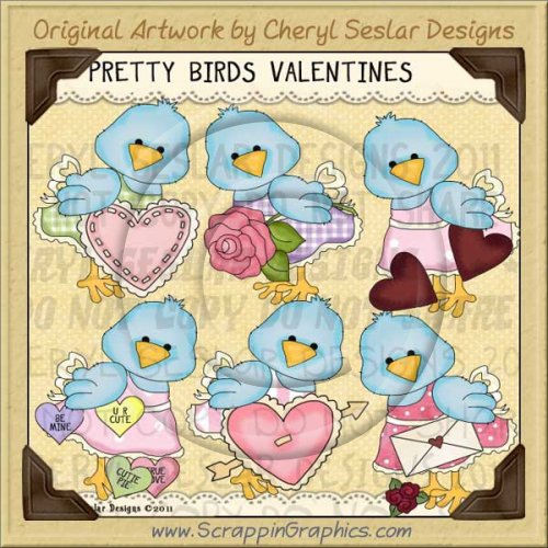 Pretty Bird Valentines Limited Pro Clip Art Graphics