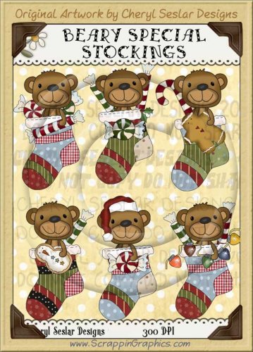 Beary Special Stockings Limited Pro Clip Art Graphics