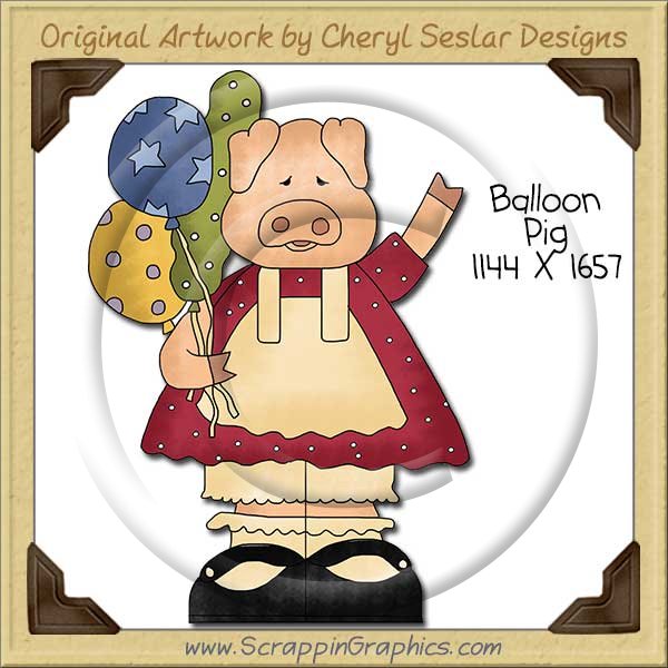 Balloon Pig Single Clip Art Graphic Download - Click Image to Close
