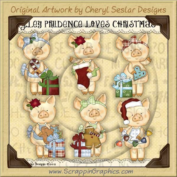 Piglet Prudence Loves Christmas Limited Pro Clip Art Graphics - Click Image to Close