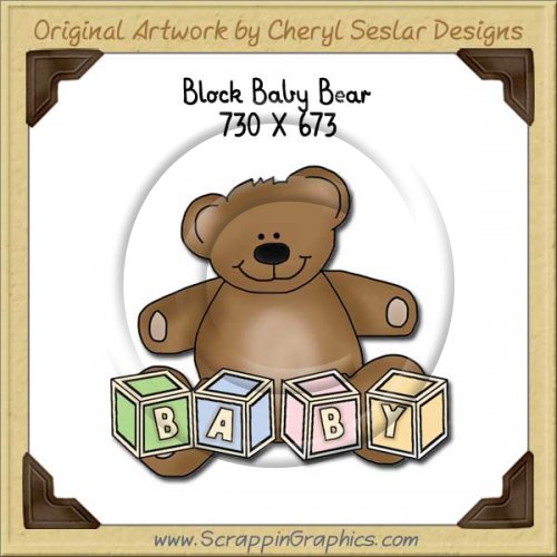 Block Baby Bear Single Graphics Clip Art Download