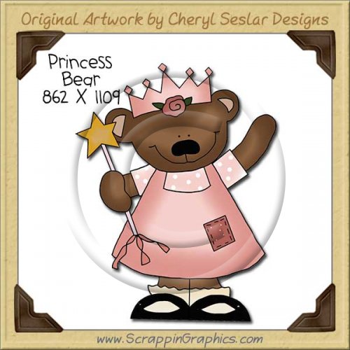Princess Bear Single Clip Art Graphic Download