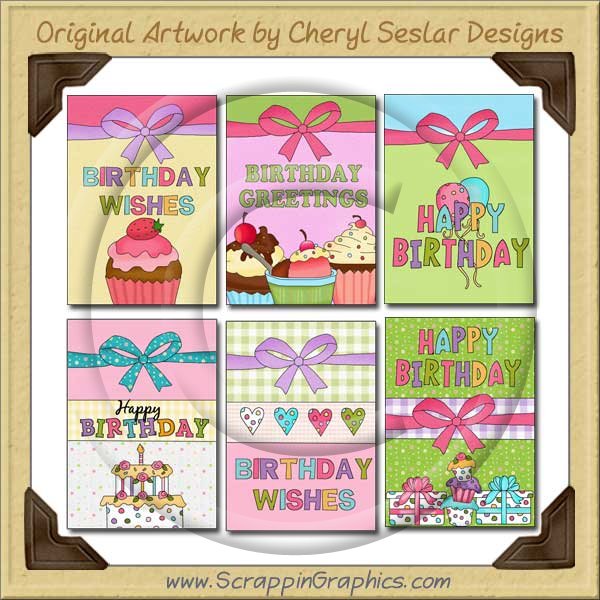 Whimsical Birthday Cards Collection Printable Craft Download - Click Image to Close