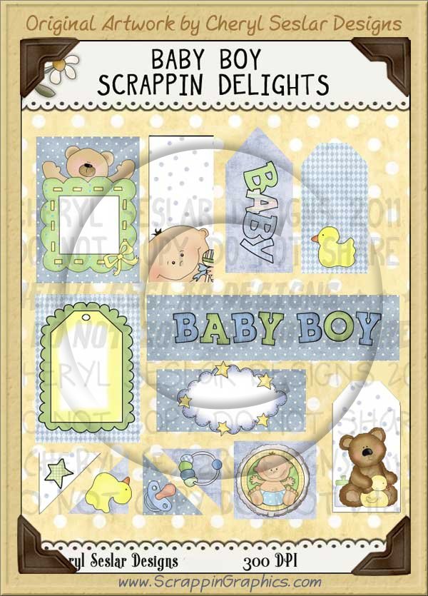 Baby Boy Scrappin' Delights Clip Art Graphics - Click Image to Close
