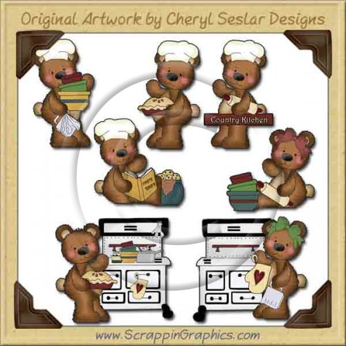 Raggedy Bears Country Kitchen Graphics Clip Art Download