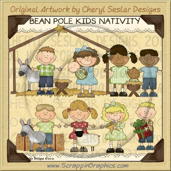 Bean Pole Kids Nativity Limited Pro Clip Art Graphics - Click Image to Close