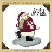 Skating Snowman Single Graphics Clip Art Download