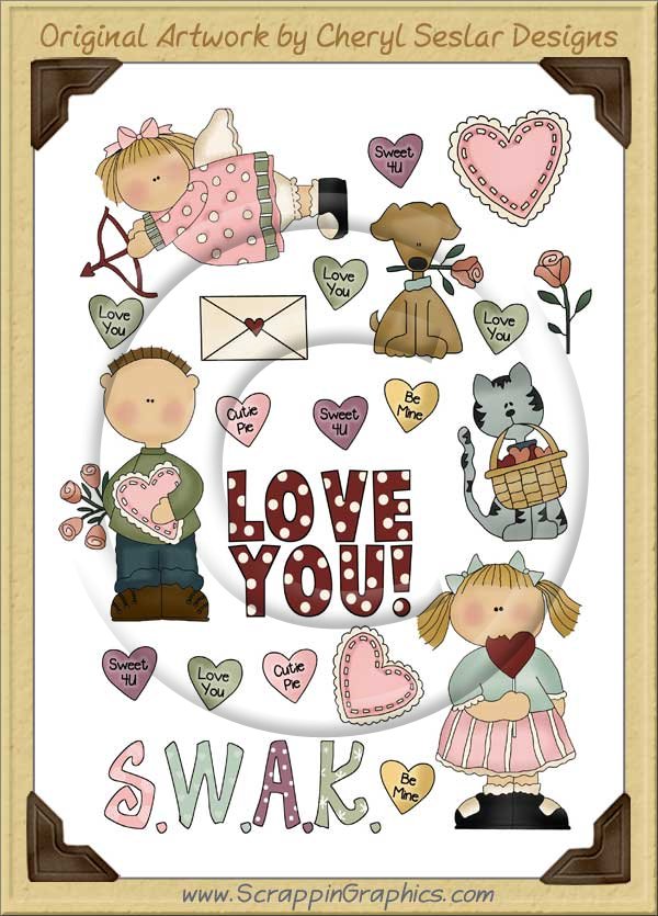 Reseller -Valentine Wishes Sticker Page Clip Art Graphics - Click Image to Close
