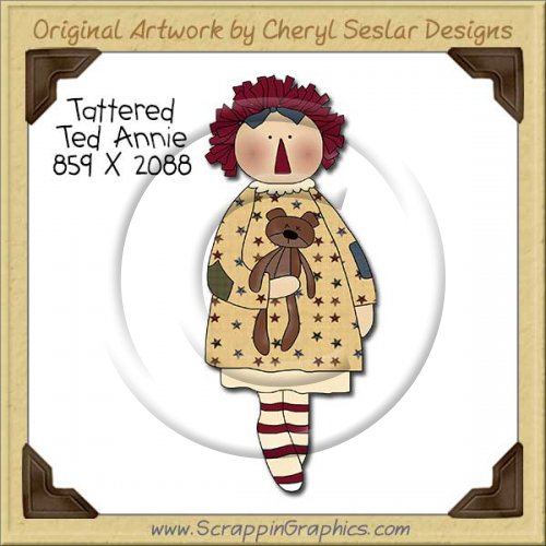 Tattered Ted Annie Single Clip Art Graphic Download
