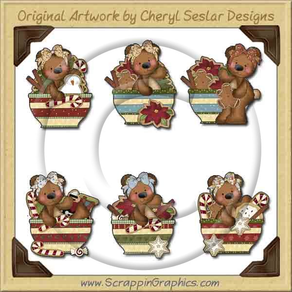 Raggedy Bears Christmas Bowls Graphics Clip Art Download - Click Image to Close
