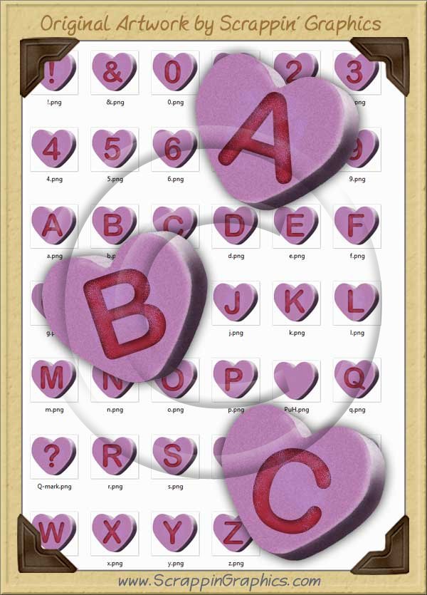 3D Purple Conversation Hearts Letters & Numbers Clip Art Graphics - Click Image to Close