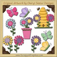 Butterflies & Blooms Graphics Clip Art Download