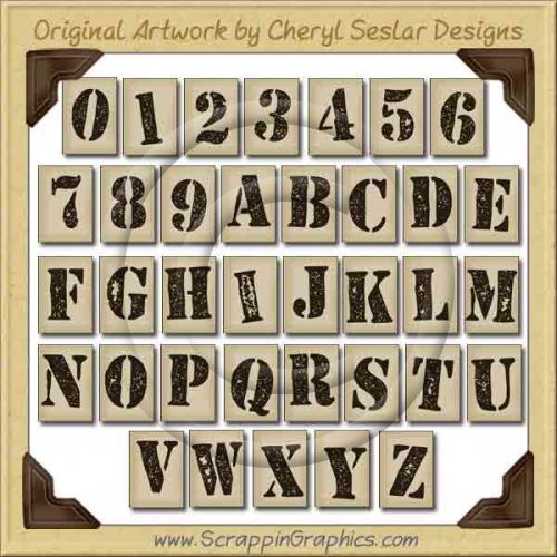 Stencil Alphabet Collection Graphics Clip Art Download