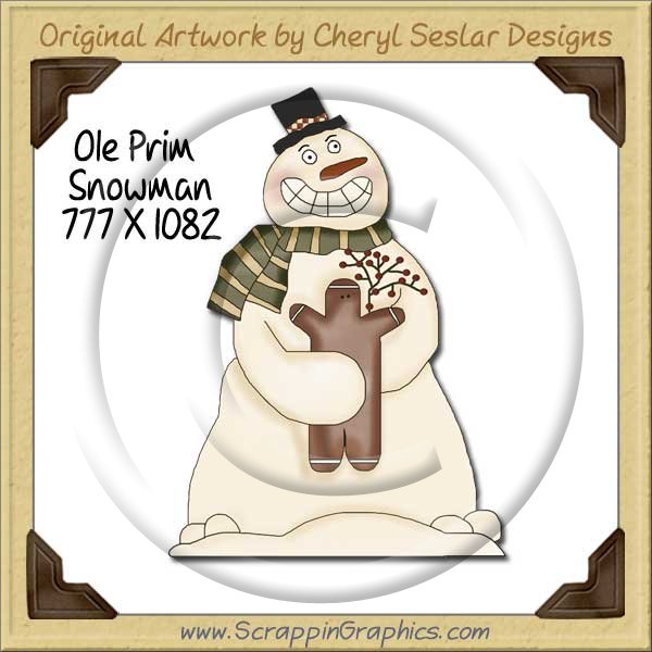 Ole Prim Snowman Single Graphics Clip Art Download - Click Image to Close