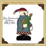 Blue Sweater Snowman Single Graphics Clip Art Download