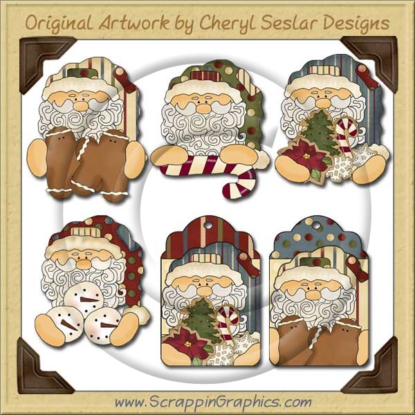 Folksy Santa Collection Graphics Clip Art Download - Click Image to Close