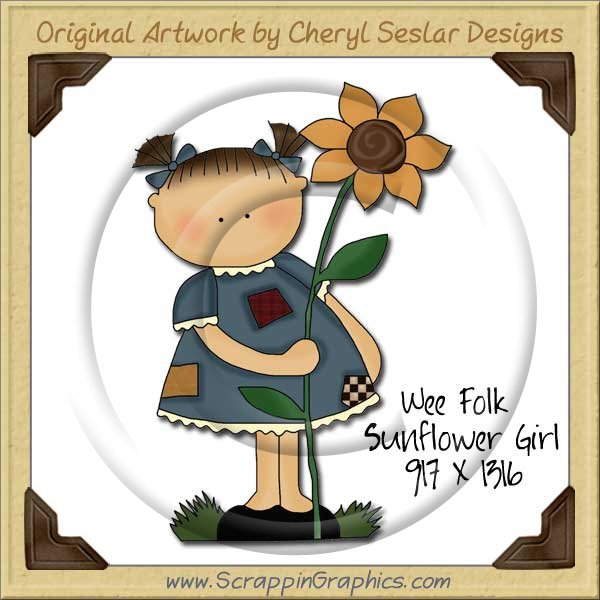 Wee Folk Sunflower Single Graphics Clip Art Download - Click Image to Close