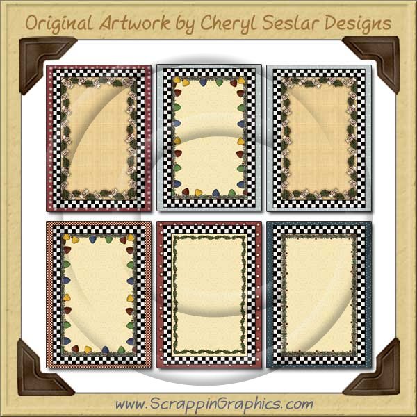 Christmas Bordered Cards Sampler Printable Craft Download - Click Image to Close