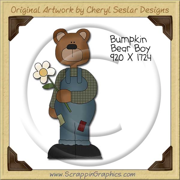 Bumpkin Bear Boy Single Clip Art Graphic Download - Click Image to Close