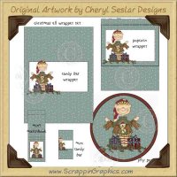 Christmas Elf Wrapper Set Printable Craft Collection Graphics Cl