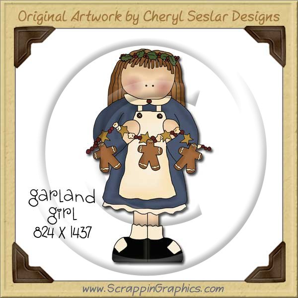 Garland Girl Single Graphics Clip Art Download - Click Image to Close