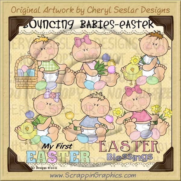 Bouncing Babies Easter Limited Pro Clip Art Graphics - Click Image to Close