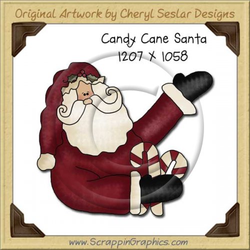 Candy Cane Santa Single Graphics Clip Art Download