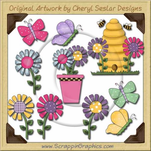 Butterflies & Blooms Graphics Clip Art Download