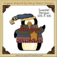 Sweater Penguin Single Clip Art Graphic Download