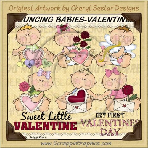 Bouncing Babies Valentines Limited Pro Clip Art Graphics