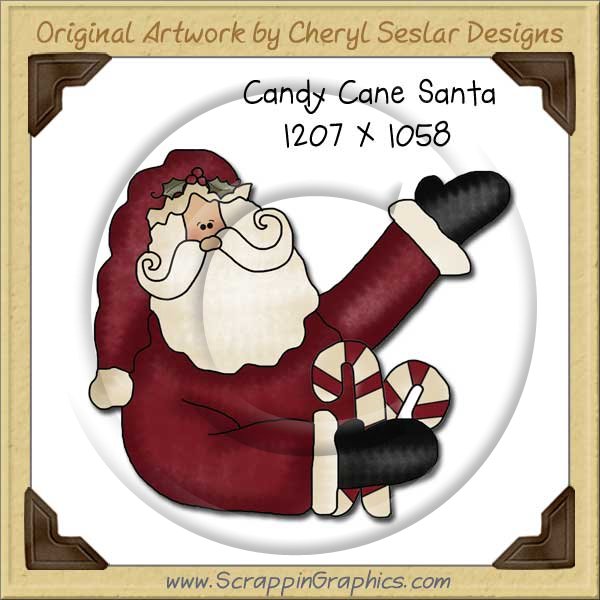 Candy Cane Santa Single Graphics Clip Art Download - Click Image to Close