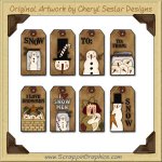 Prim Snowman Tags Collection Printable Craft Download