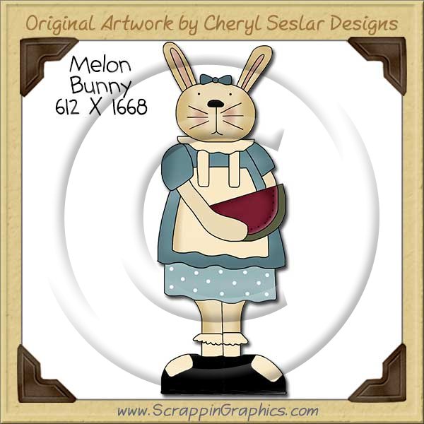Melon Bunny Single Clip Art Graphic Download - Click Image to Close