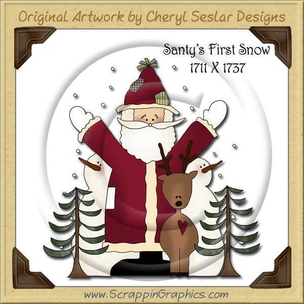 Santy's First Snow Single Graphics Clip Art Download - Click Image to Close