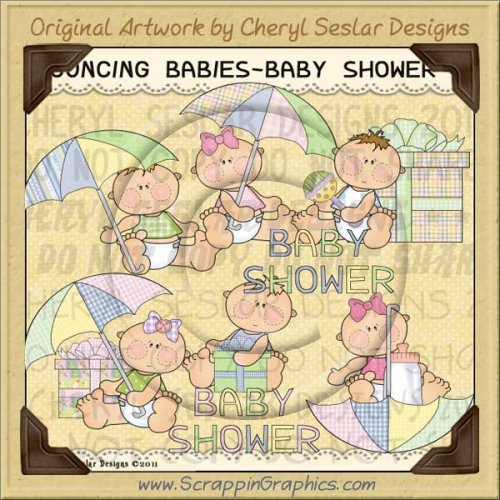 Bouncing Babies Shower Limited Pro Clip Art Graphics