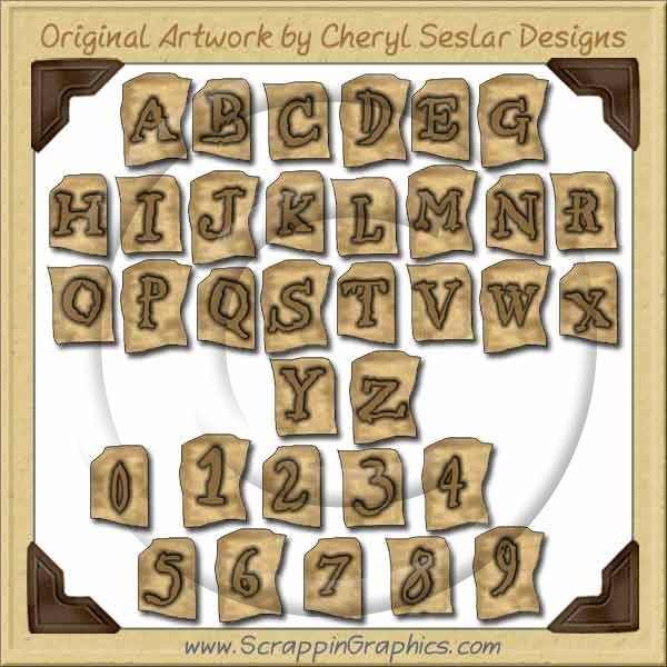 Antique Kraft Alphabet Graphics Clip Art Download - Click Image to Close