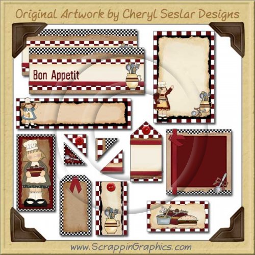 Suppertime Journaling Delights Digital Scrapbooking Graphics Clip Art Download