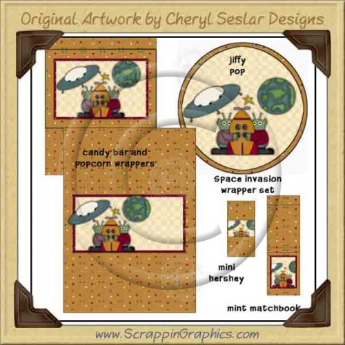 Space Invasion Wrapper Set Printable Craft Collection Graphics C