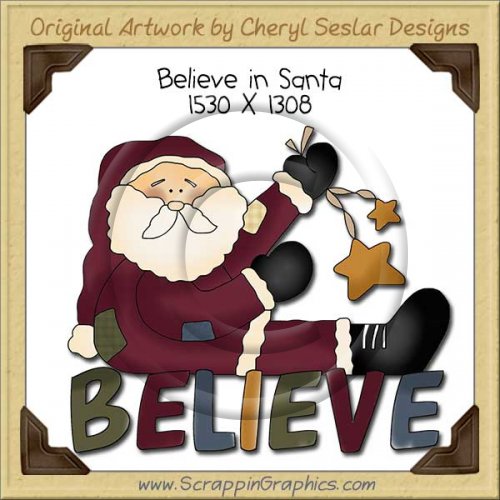 Believe In Santa Single Clip Art Graphic Download